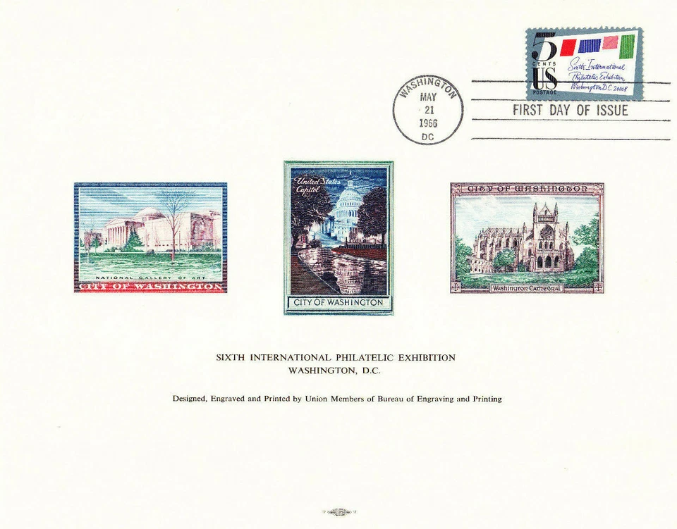 BEP Souvenir Card F1966A SIPEX 3 Washington, D.C. Scenes 1966 First Day #1310 - Image 1 of 1