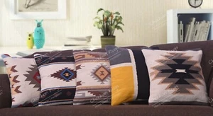 Cuscini navetta vintage bohémien taglio cotone 5 set di 45 cm divano multicolore decorazione - Foto 1 di 7