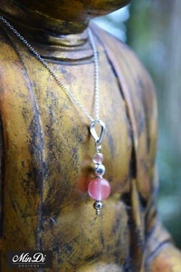 Handmade necklace / pendant with Sterling Silver & Cherry Quartz. - Picture 1 of 4