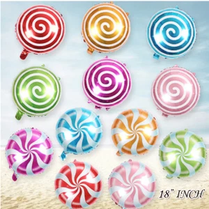 18" SWIRL Sweet CANDY Foil Round Lollipop Balloons-Birthday Party Decoration - Picture 1 of 8