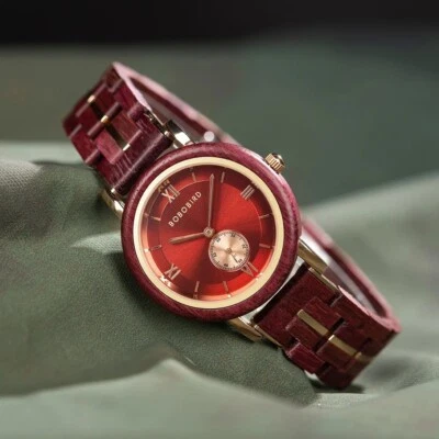 Reloj pulsera de madera con estilo de lujo para mujer reloj de madera caja de regalo de madera Foto 1 de 4