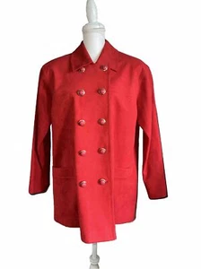 Pre-O Vintage Count Romi Ultrasuede Red Double Breasted Mid Thigh Coat Sz:8 - Picture 1 of 5