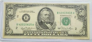 1981 Rare Misaligned $50 Fifty Dollar Bill Old Style New York # B 42-01-58-15 A - Picture 1 of 9