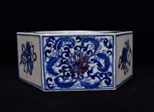 7.9" Old Antique ming dynasty Porcelain Blue white Eight Immortals Brush Washer