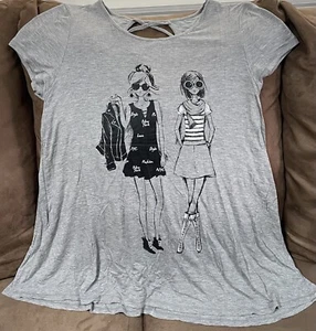 JUSTICE SWING TEE SZ 20 SHOPPING W/MY BFF GRAY SUPER CUTE!! - Picture 1 of 4