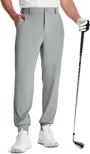 LUSHENUNI Men's Golf Joggers Pants with Zipper Pockets Stretch Slim Fit Tapered - Picture 1 of 13