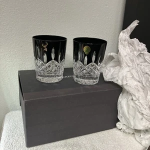 Waterford Crystal Lismore Black Double Old Fashioned Set of 2 NEW with BOX - Picture 1 of 7