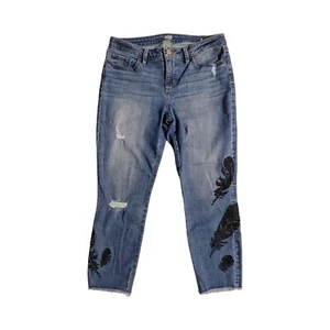 A.N.A Skinny Ankle Jeans Women's Size 8 Medium Wash Embroidered Mid Rise Pants - Picture 1 of 11