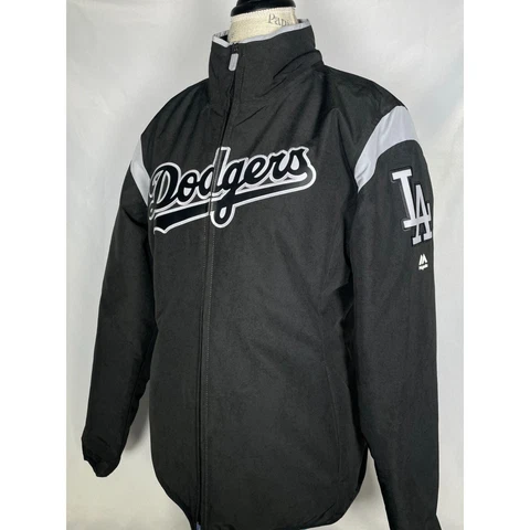 Los Angeles Dodgers MLB Majestic Black Therma Base Dugout Jacket Women's MEDIUM Cover
