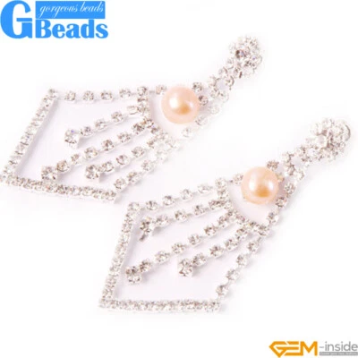 Freshwater Pearl Gold Plated Dangle Stud Earring Fashion Jewelry XMAS Gift 8mm - Image 1 of 4