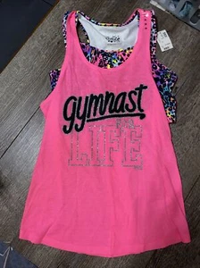 Justice sz 16 gymnast life pink tank w leopard sports bra nwt - Picture 1 of 5