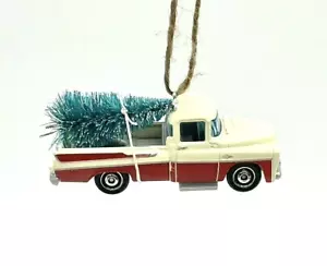 Letzte 1! Streichholzschachtel Dodge Sweptside LKW handgefertigt Weihnachtsschmuck mit Minibaum - Bild 1 von 4