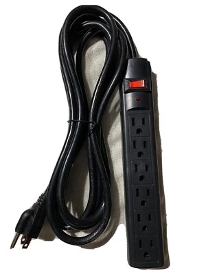 6-Outlet Surge Protector w/ 8ft Cord,  Black - Image 1 of 3