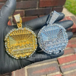 COLGANTE DE EDICIÓN BLING-ED PARA HOMBRES HIP HOP LABORATORIO DIAMANTE TALLA JUMBO RELIGIOSO ÚLTIMA CENA - Imagen 1 de 7