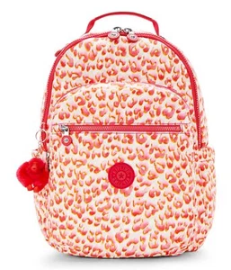 kipling Basic Print Seoul Backpack L Rucksack Rucksack Latin Cheetah weiß beige - Bild 1 von 5