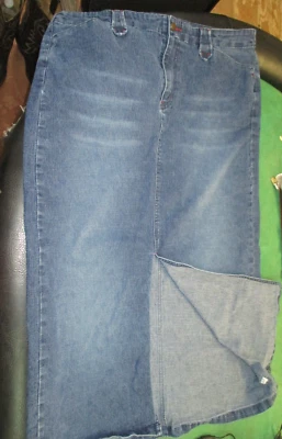 Falda vaquera larga azul Venezia para mujer talla 18 largo 36 pulgadas abertura delantera Foto 1 de 4