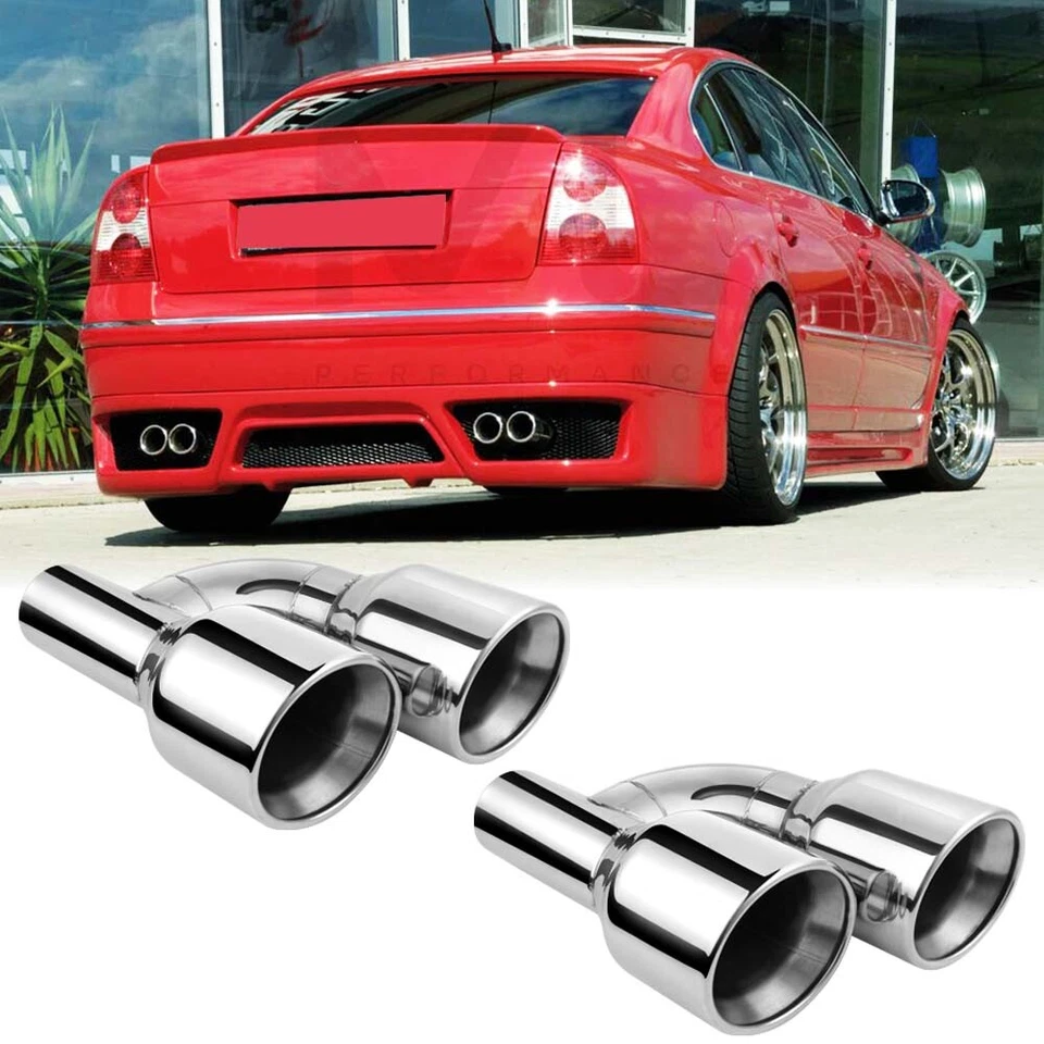 Punta de escape doble de acero inoxidable estilo cuádruple de 4" corte inclinado para Dodge Caliber 2,4 L Foto 1 de 4