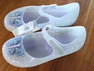 Old Navy Girls SIZE 11 Mary Janes Flats Jelly Shoes PURPLE Lavender Butterfly - Picture 1 of 5