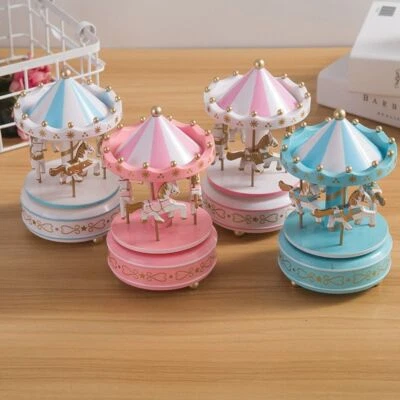 Music Boxes Carousel Horse Roundabout Musical Box Plastic Christmas Gifts