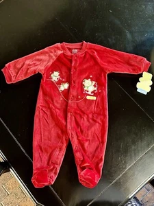 Baby Boy/girl Red Jumpsuit Romper Baby’s First Christmas Soft Warm Sleeper 3-6mo - Picture 1 of 4