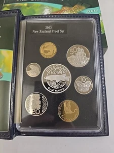 2003 New Zealand Proof Coin Set Giant Kokopu $5 Coin Is .999 Silver - Picture 1 of 6