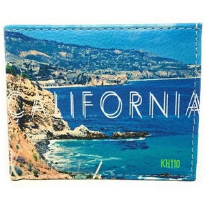 California Beach Print Bi-Fold Men's Handcraft Wallet - Picture 1 of 6