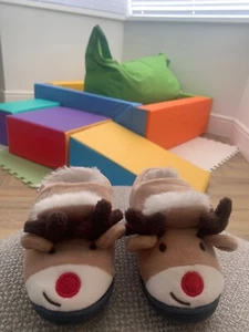 JoJo Maman Bébé Brown Reindeer Slipper Shoes - Picture 1 of 3