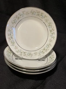 Noritake Savannah 2031 Sauce Fruit Dessert Bowls Set of 4 Platinum Floral *610 - Picture 1 of 5