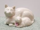 Belleek Blumenschätze Mutter Katze & Kätzchen rosa Blume 2000 Porzellan 