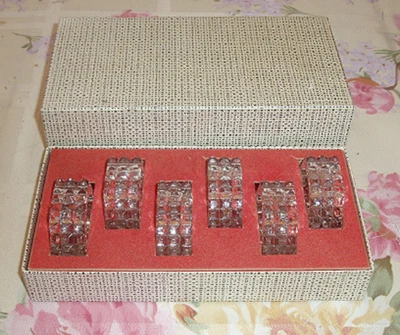 6 servilleteros alemanes vintage años 60 cristal plomo octogonales en caja original Foto 1 de 4