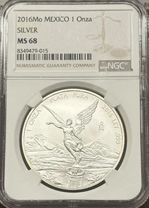 2016 Mo Mexico 1 Onza Silver Libertad MS69 NGC Mexico Label GOLDEN TONING - Picture 1 of 6