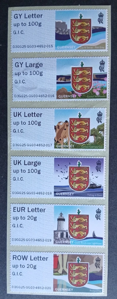 GUERNSEY; 2025 "post & go COLLECTOR STRIP OF 6 LIGHTHOUSE'S. G.I.C.   MNH - Image 1 of 1