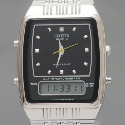 Vintage Citizen Ana Digi C480 Black Dial alarm chronograph Fully Working - image 1 of 4