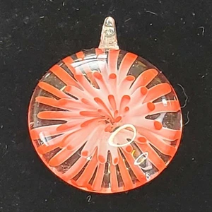 Colgante de cristal de Murano estilo vintage rojo rosa Starburst joyería artística italiana 1,5" - Imagen 1 de 5