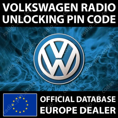 VW VOLKSWAGEN RADIO PIN CODE EOS GOLF PASSAT POLO SCIROCCO SHARAN TOURAN UP NAVI - Immagine 1 di 4