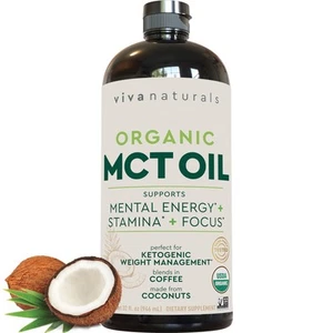 Organic MCT Oil 32 fl oz - Best MCT Oil Organic for Coffee, MCT Coconut Oil S... - Picture 1 of 8