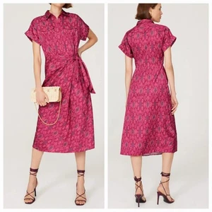 Lauren RL Geo-Print Shantung Tie-Waist Multicolored A-line Midi Dress Size 0 - Picture 1 of 14