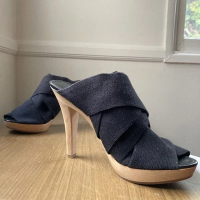 MANOLO BLAHNIK - РЕДКАЯ деревянная платформа бондаж сандалии каблуки - размер 40 - Изображение 1 из 4