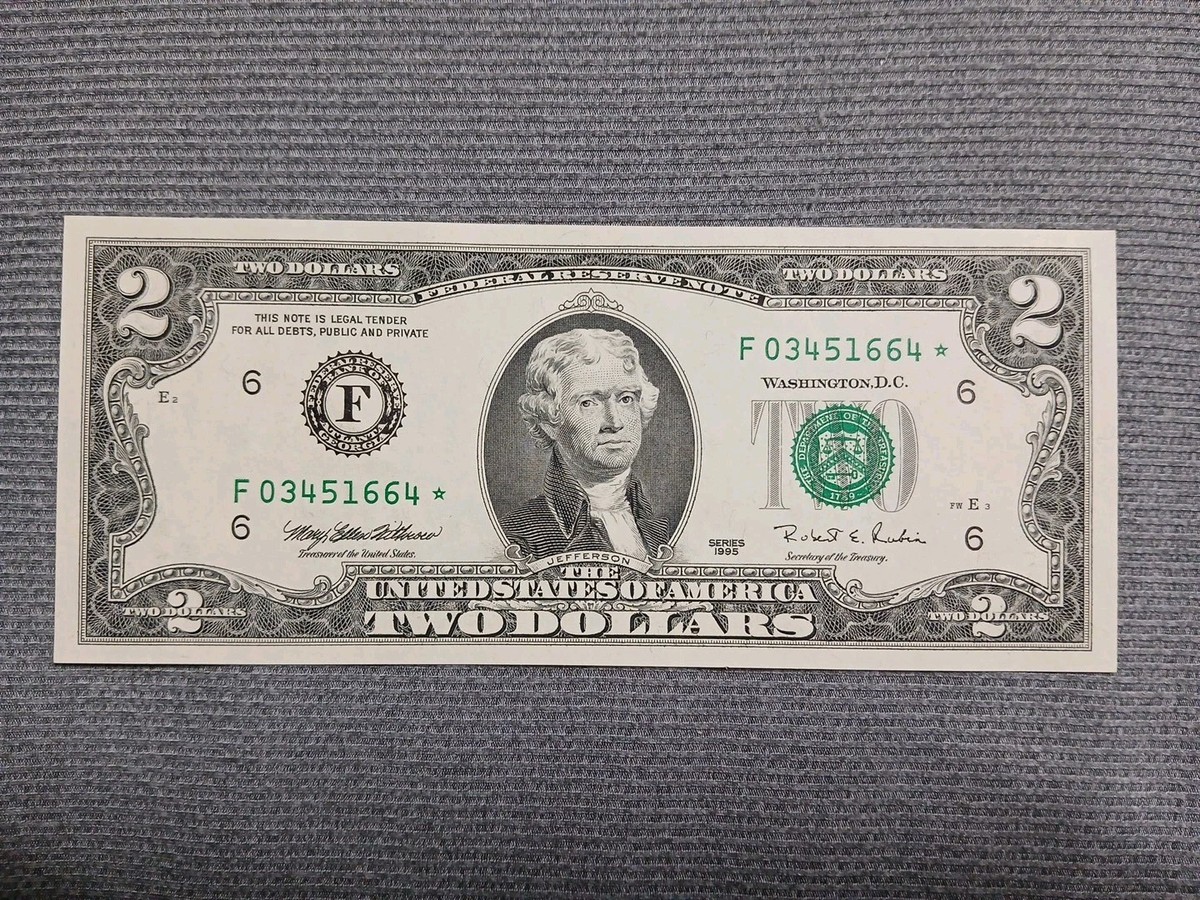 Uncirculated $2 1995 US Federal Reserve Small Notes for sale Uncirculated $2 1995 US Federal Reserve Small Notes for sale