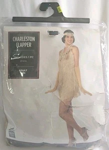 Suit Yourself Costumes Chareston Flapper 1 Piece Gold Dress W Fringe Only Small - Picture 1 of 4