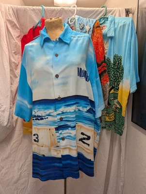 Lote de 4 Camisas Vintage Para Hombre Mambo Loud Rayón Talla XL Foto 1 de 4