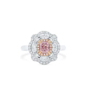 Natural Light Pink Diamond Ring 1.33 Ct Cushion Cut SI2 GIA Report 18K - Picture 1 of 12