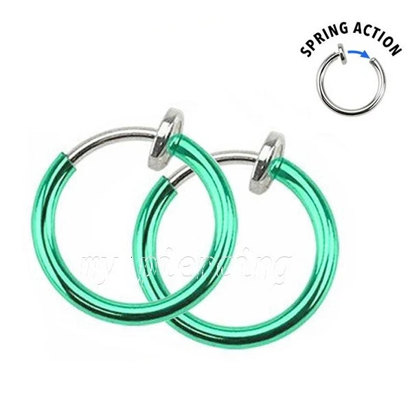 2 piezas. Pendientes de aro 14G IP no perforantes ilusión falsa clips-en tabique nariz aro Foto 1 de 1