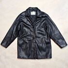 Eddie Bauer Womens Black Leather Button Front Insulated Coat Jacket Size Medium
