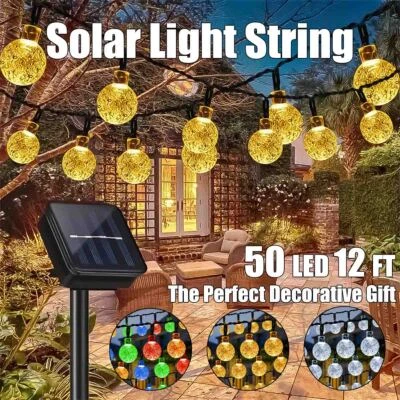 Solar Outdoor Crystal Ball Christmas Lights Garden Decoration LED String Lights - Image 1 of 4