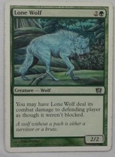 MAGIC THE GATHERING MTG 2003 8th EDITION GREEN LONE WOLF CREATURE CARD