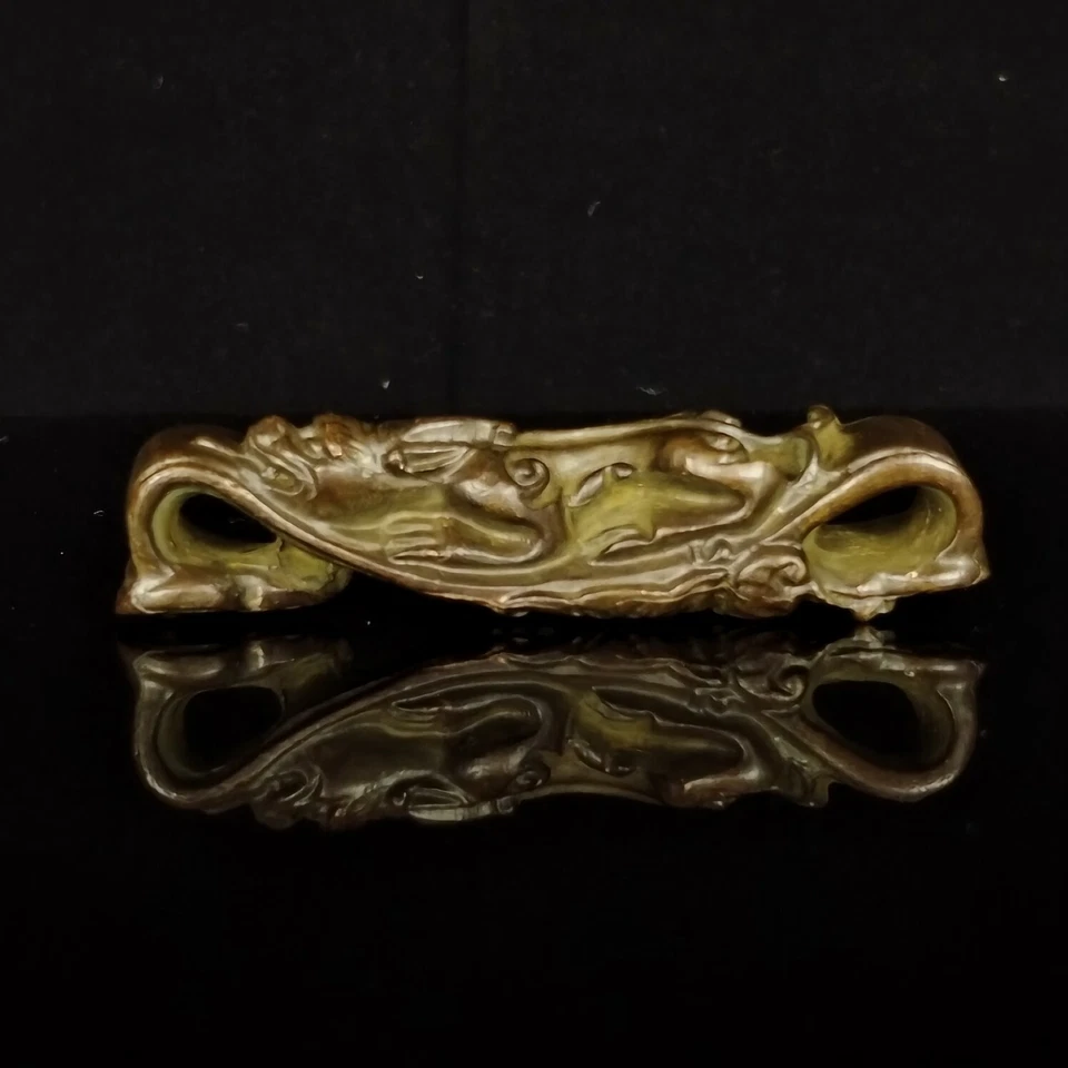 Antigua estatua china de bronce con adorno de murciélago valiente Ruyi Foto 1 de 4