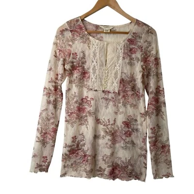 Denim Supply Ralph Lauren Floral Fairy Top Size L Sheer Lace Dainty Cottagecore Foto 1 de 4