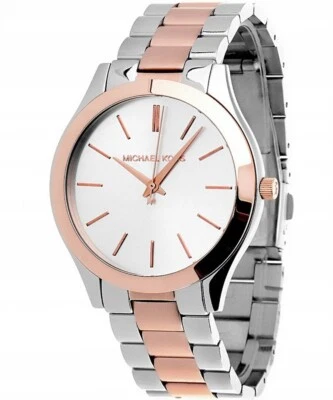 Orologio Michael Kors Runway Due Tono Oro Rosa+Argento Cassa Slim Piccola MK3204 - Immagine 1 di 3
