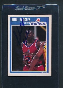 1989/90 Fleer #158 Ledell Eackles Bullets Signed Auto *E1969
